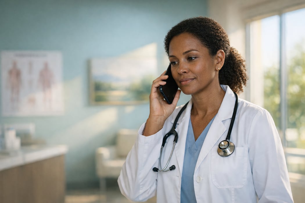 Black Female Healthcare Professional on Phone Call