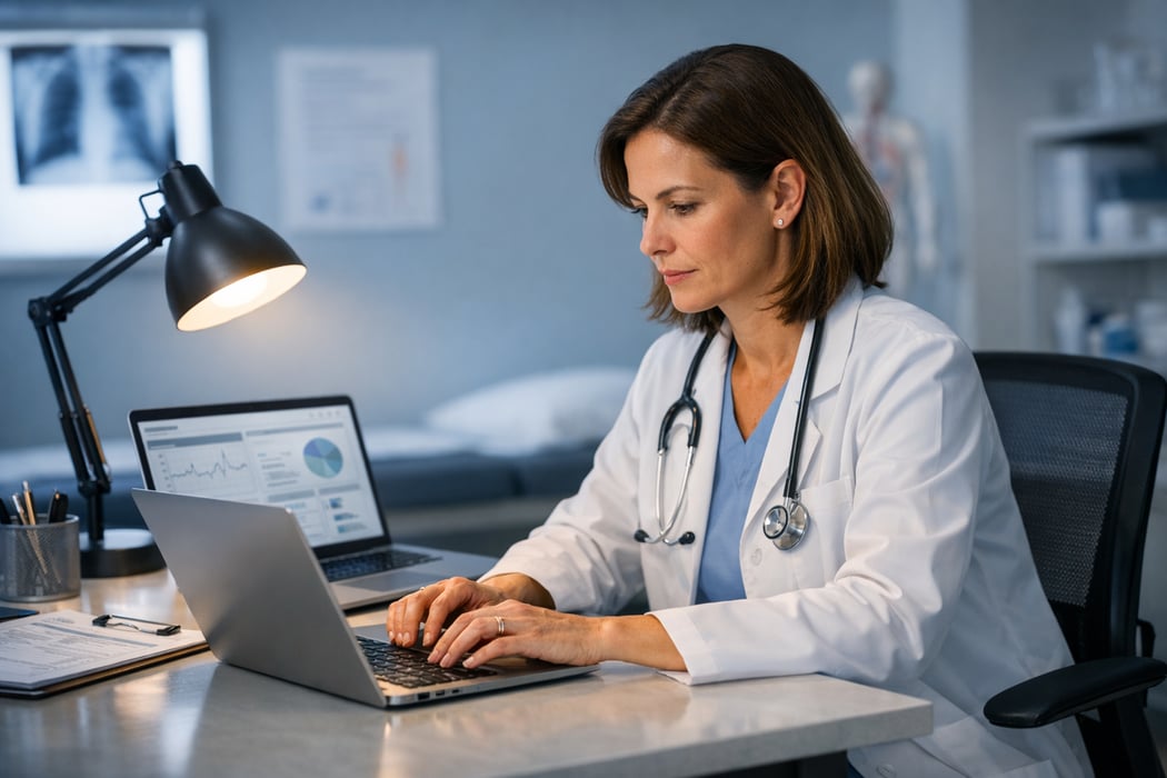 Healthcare Professional Typing Email