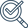 Magnifying Glass with Checkmark Midnight Blue