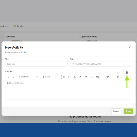 STG. Case Activity. Create activity note