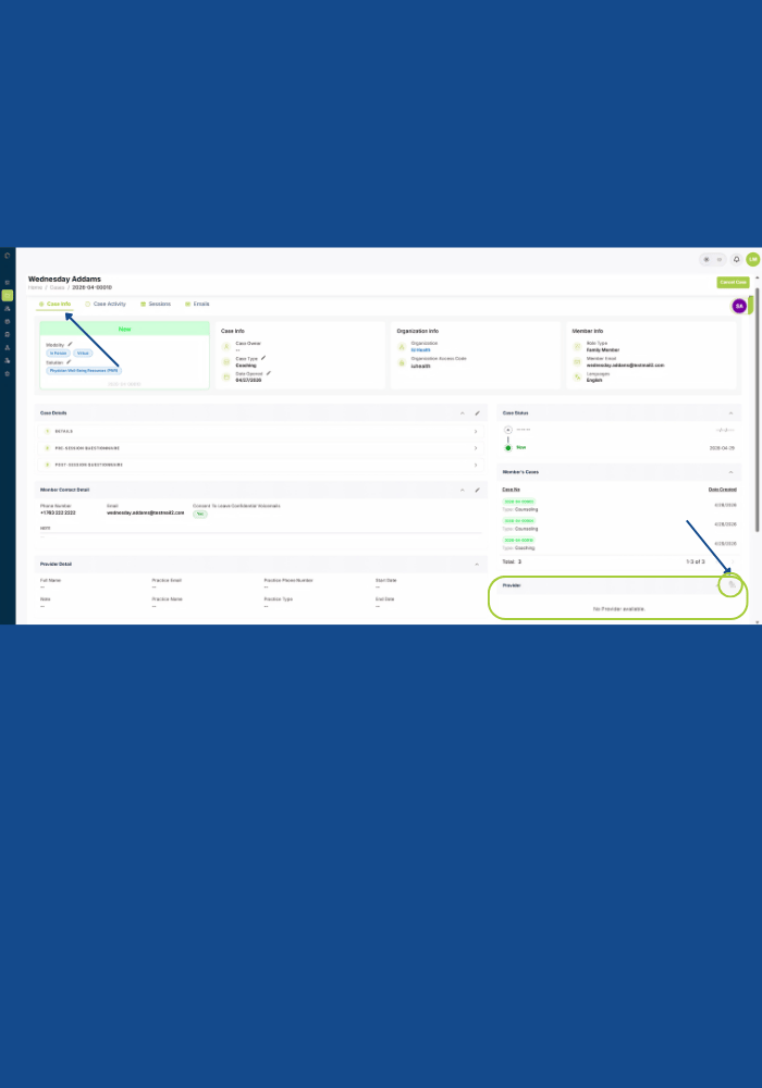 Select a Provider. Reassign icon
