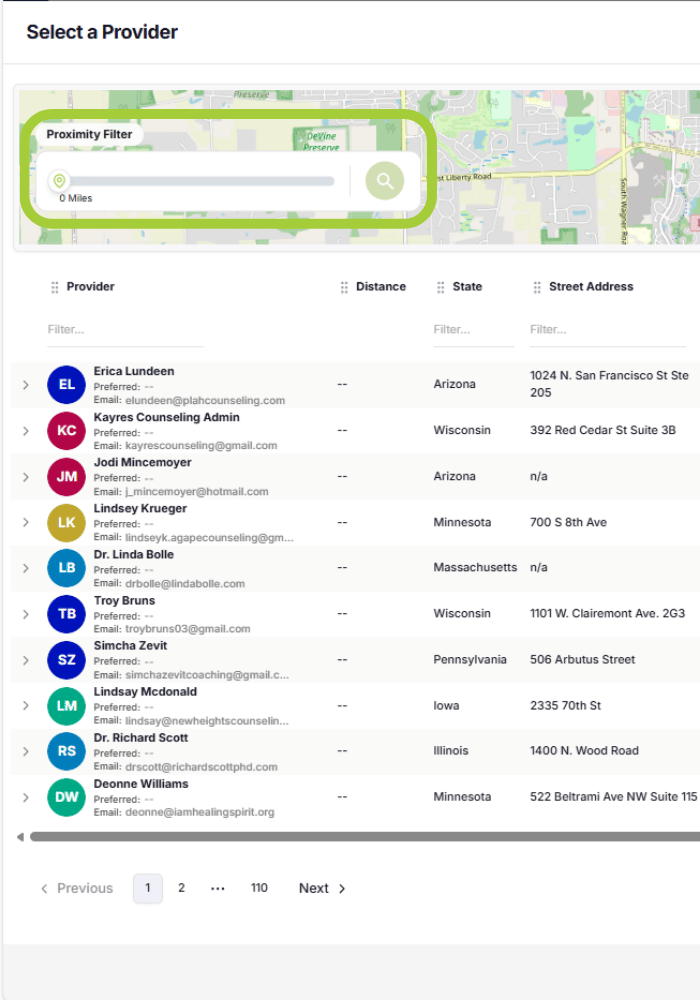 Select a Provider. address search (1)