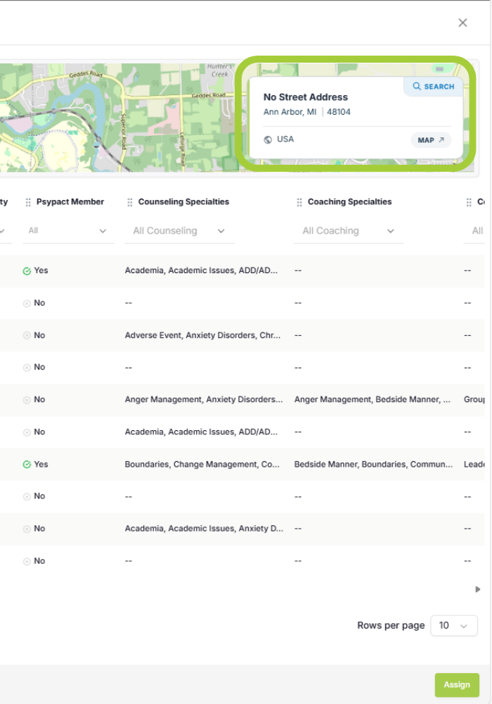 Select a Provider. address search