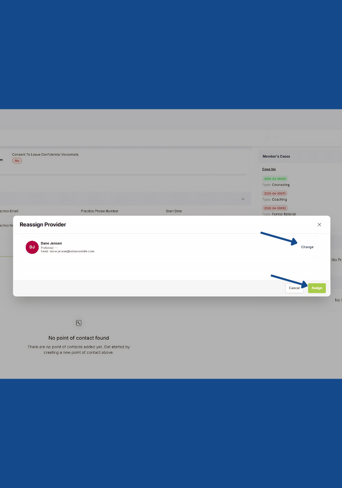Select a Provider. confirm the assignment