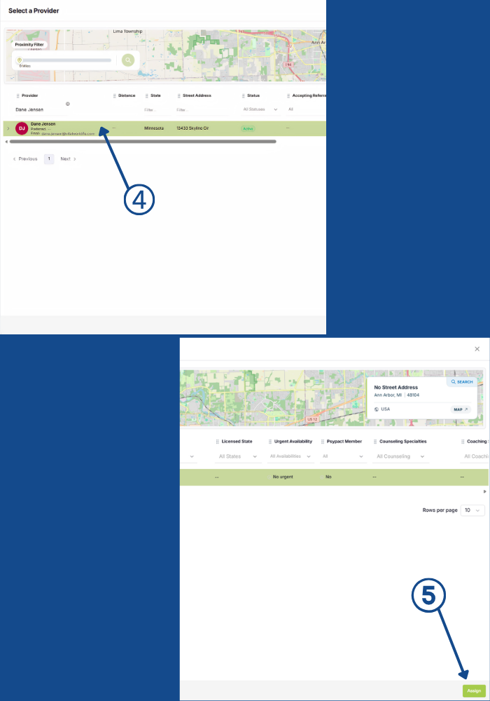 Select a Provider. select and assign