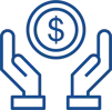 Hands with Coin Money Cool Blue