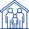 House with Parents and Child Cool Blue