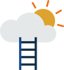 Ladder to sun behind cloud colored